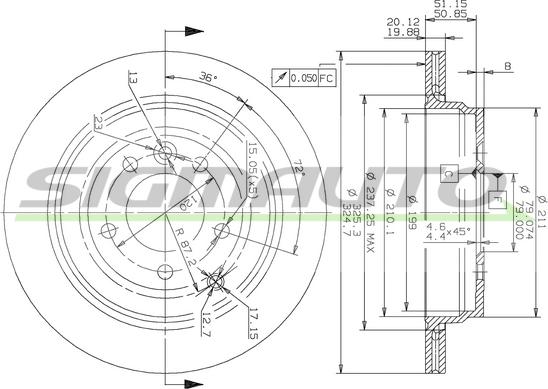 SIGMAUTO DBB431V - Тормозной диск autospares.lv