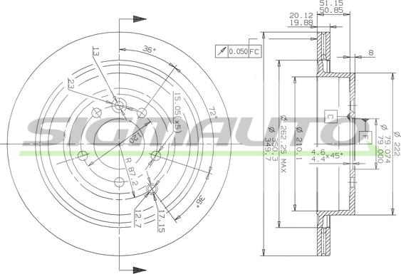 SIGMAUTO DBB433V - Тормозной диск autospares.lv