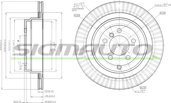 SIGMAUTO DBB437V - Тормозной диск autospares.lv