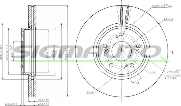 SIGMAUTO DBB424V - Тормозной диск autospares.lv