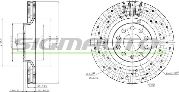 SIGMAUTO DBB422V - Тормозной диск autospares.lv