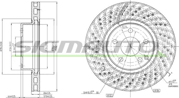 SIGMAUTO DBB427V - Тормозной диск autospares.lv