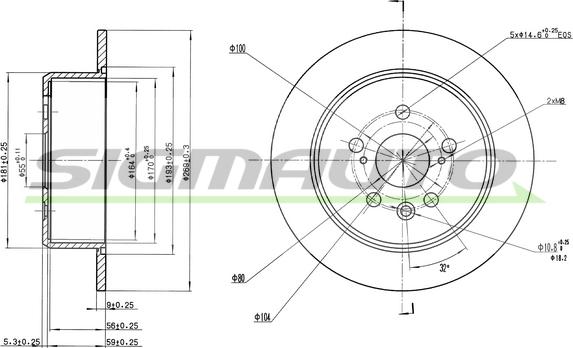 SIGMAUTO DBB474S - Тормозной диск autospares.lv