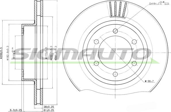 SIGMAUTO DBB594V - Тормозной диск autospares.lv