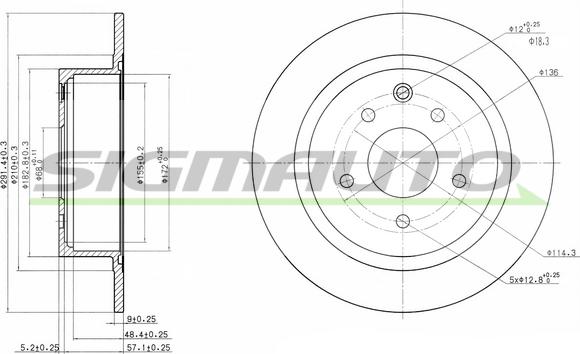 SIGMAUTO DBB590S - Тормозной диск autospares.lv