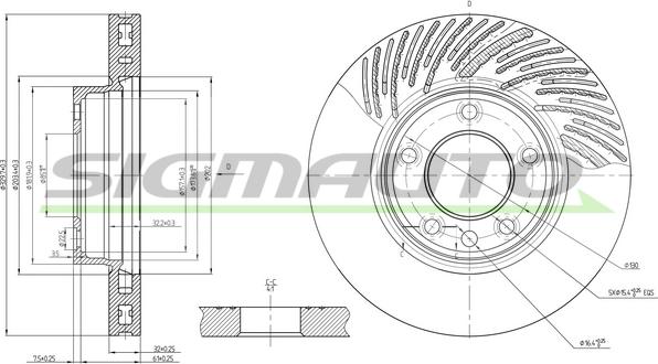 SIGMAUTO DBB591VRD - Тормозной диск autospares.lv