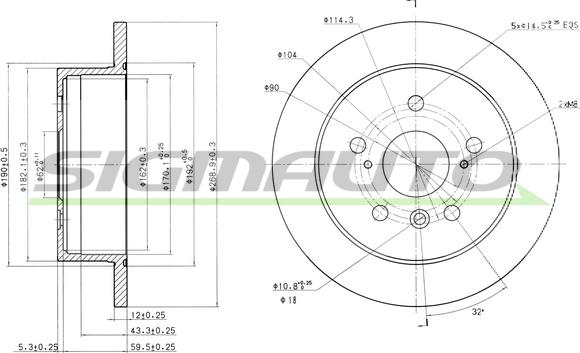 SIGMAUTO DBB598S - Тормозной диск autospares.lv