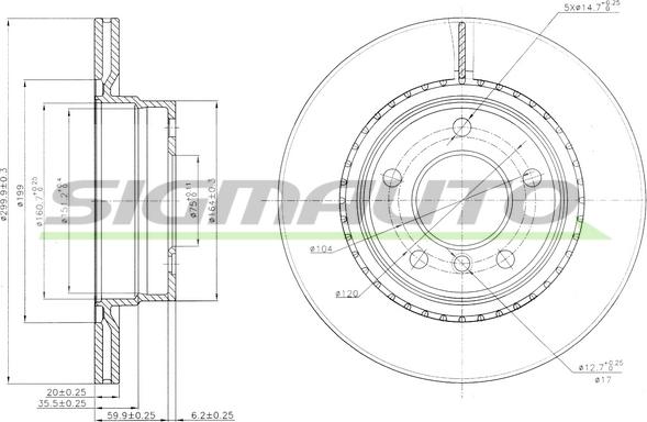 SIGMAUTO DBB549V - Тормозной диск autospares.lv