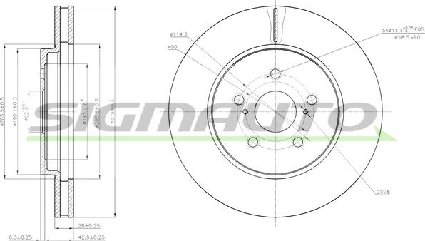 SIGMAUTO DBB544V - Тормозной диск autospares.lv