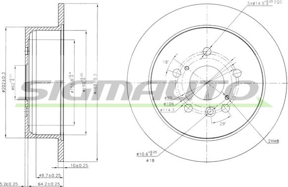 SIGMAUTO DBB545S - Тормозной диск autospares.lv