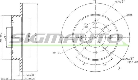 SIGMAUTO DBB541S - Тормозной диск autospares.lv