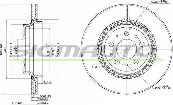 SIGMAUTO DBB551V - Тормозной диск autospares.lv