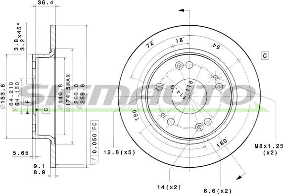 SIGMAUTO DBB558S - Тормозной диск autospares.lv