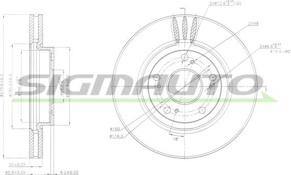 SIGMAUTO DBB557V - Тормозной диск autospares.lv