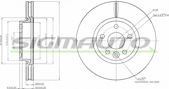 SIGMAUTO DBB567V - Тормозной диск autospares.lv