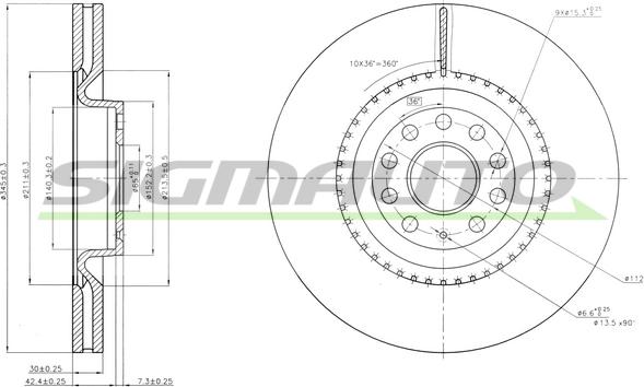 SIGMAUTO DBB504V - Тормозной диск autospares.lv