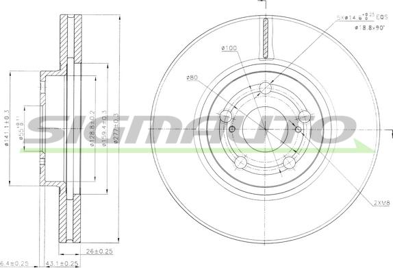 SIGMAUTO DBB508V - Тормозной диск autospares.lv