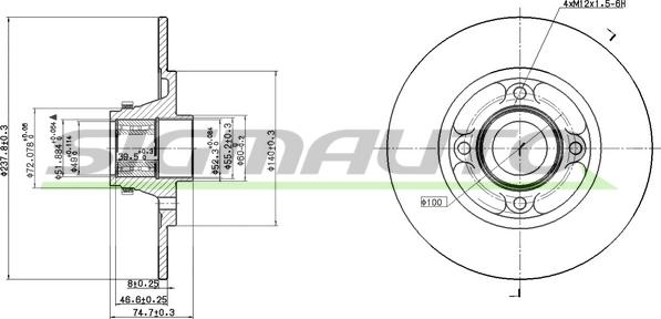 SIGMAUTO DBB515S - Тормозной диск autospares.lv