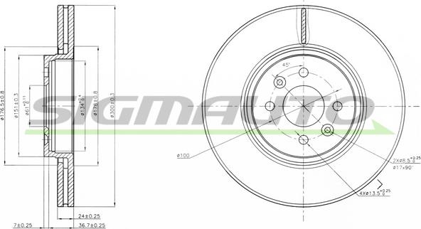 SIGMAUTO DBB513V - Тормозной диск autospares.lv