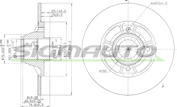 SIGMAUTO DBB517S - Тормозной диск autospares.lv