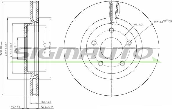 SIGMAUTO DBB589V - Тормозной диск autospares.lv