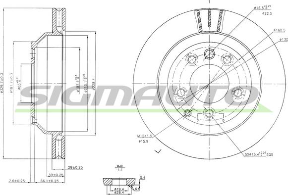 SIGMAUTO DBB580V - Тормозной диск autospares.lv