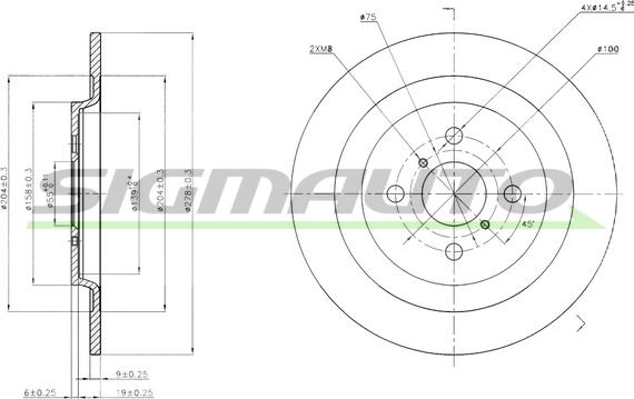 SIGMAUTO DBB588S - Тормозной диск autospares.lv