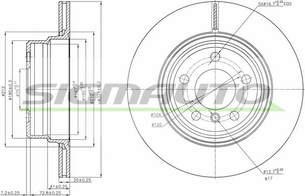 SIGMAUTO DBB583V - Тормозной диск autospares.lv