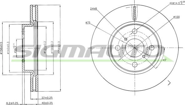 SIGMAUTO DBB587V - Тормозной диск autospares.lv