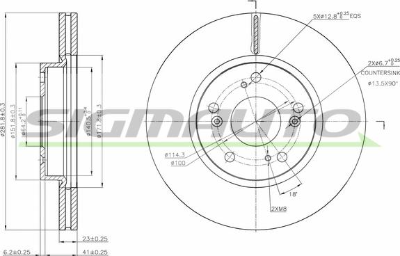 SIGMAUTO DBB539V - Тормозной диск autospares.lv