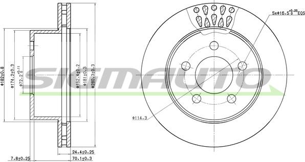 SIGMAUTO DBB525V - Тормозной диск autospares.lv