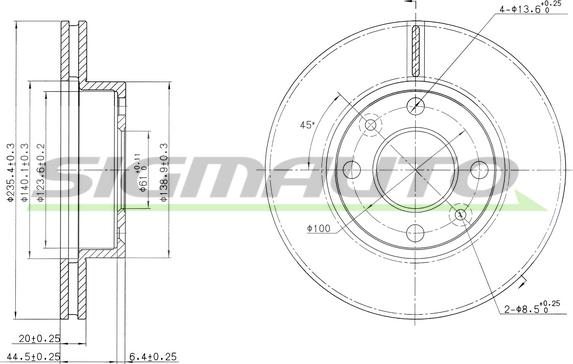 SIGMAUTO DBB521V - Тормозной диск autospares.lv