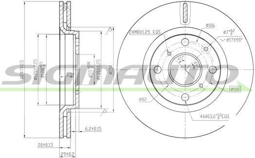 SIGMAUTO DBB527V - Тормозной диск autospares.lv