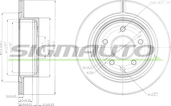 SIGMAUTO DBB579V - Тормозной диск autospares.lv