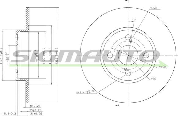 SIGMAUTO DBB576S - Тормозной диск autospares.lv