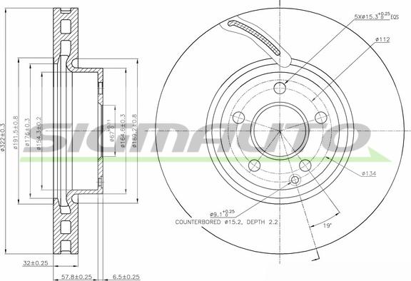 SIGMAUTO DBB692V - Тормозной диск autospares.lv