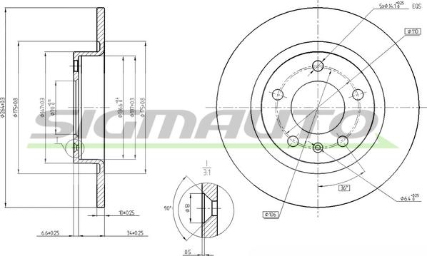 SIGMAUTO DBB651S - Тормозной диск autospares.lv