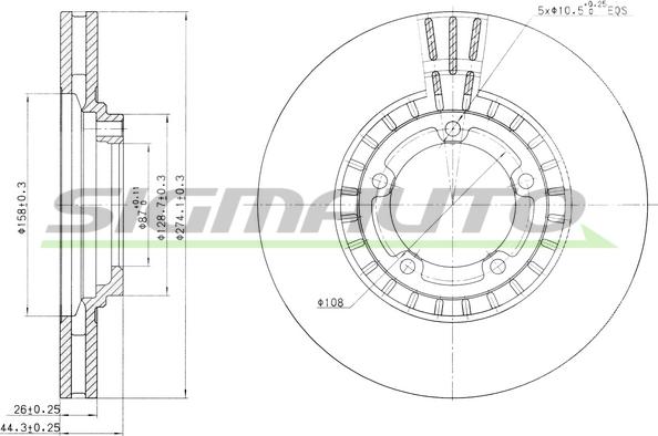 SIGMAUTO DBB658V - Тормозной диск autospares.lv