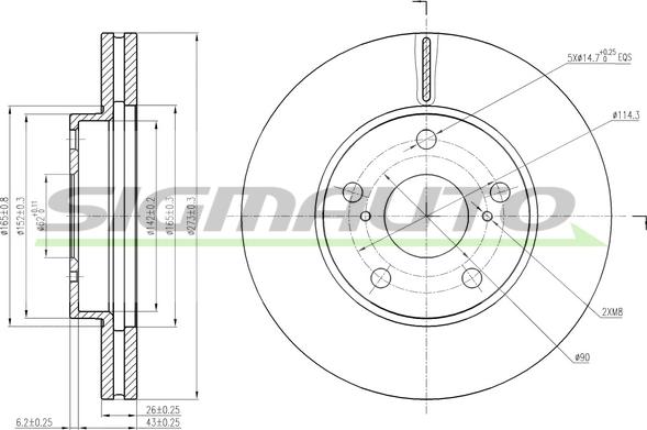 SIGMAUTO DBB668V - Тормозной диск autospares.lv