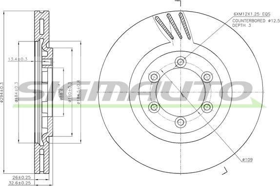 SIGMAUTO DBB605V - Тормозной диск autospares.lv