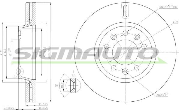 SIGMAUTO DBB601V - Тормозной диск autospares.lv