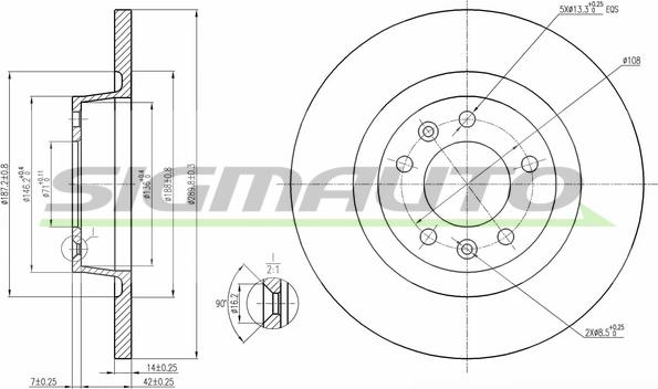 SIGMAUTO DBB602S - Тормозной диск autospares.lv