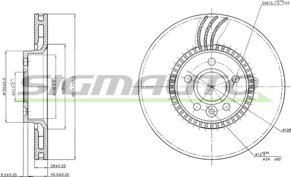 SIGMAUTO DBB607V - Тормозной диск autospares.lv