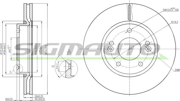 SIGMAUTO DBB619V - Тормозной диск autospares.lv