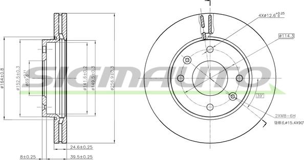 SIGMAUTO DBB614V - Тормозной диск autospares.lv