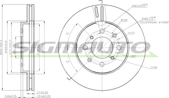 SIGMAUTO DBB610V - Тормозной диск autospares.lv