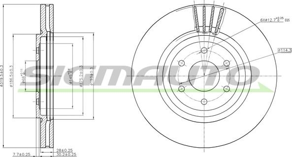 SIGMAUTO DBB611V - Тормозной диск autospares.lv