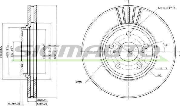 SIGMAUTO DBB684V - Тормозной диск autospares.lv