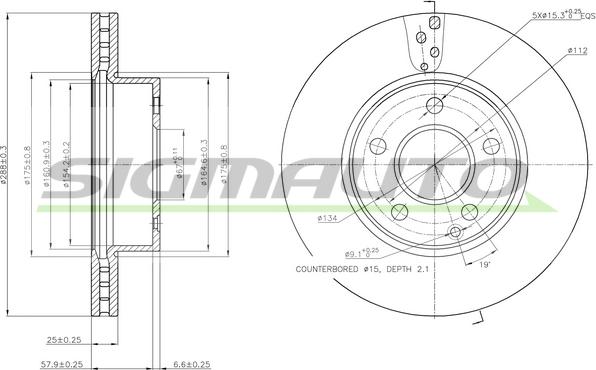 SIGMAUTO DBB688V - Тормозной диск autospares.lv