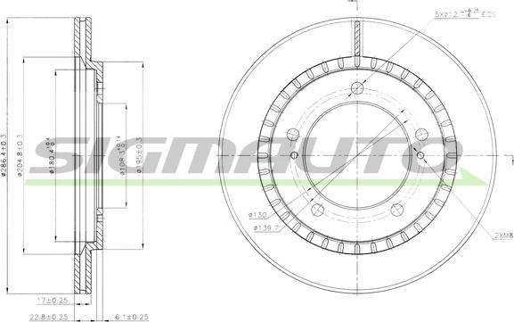 SIGMAUTO DBB687V - Тормозной диск autospares.lv